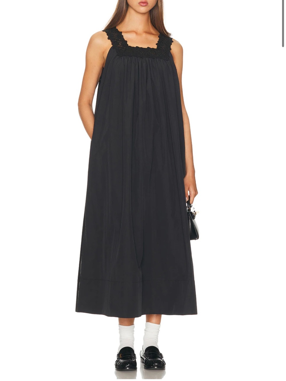 Helsa black Poplin midi dress